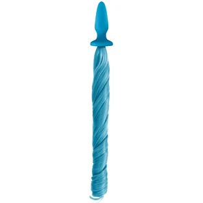  Голубая анальная пробка с голубым хвостом Unicorn Tails Pastel Blue 