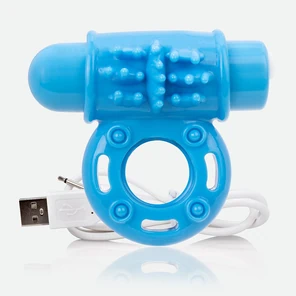  Голубое перезаряжаемое эрекционное виброкольцо CHARGED O WOW RING 