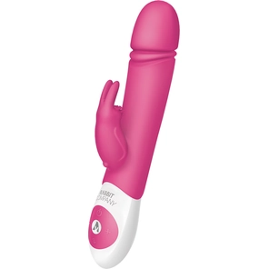  Розовый вибратор с функцией толкания Thrusting Rabbit 