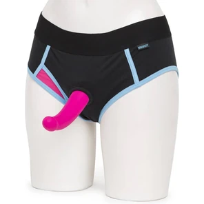  Ярко-розовый страпон на трусиках-брифах Broad City Pegasus Pegging Kit L/XL 17,8 см 