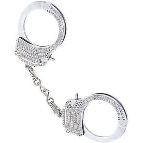  Серебристые наручники Romfun из металла со стразами 