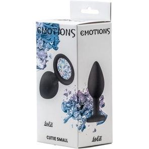  Чёрная анальная пробка Emotions Cutie Small с прозрачным кристаллом 7,5 см 