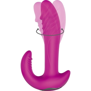  Розовый вибратор-ротатор с дополнительным отростком NAGHI NO.22 RECHARGEABLE DUO VIBRATOR 
