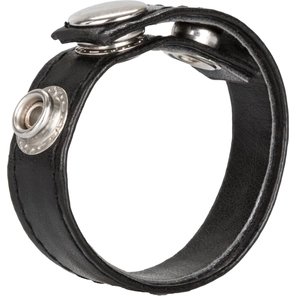  Черная кожаная утяжка для пениса Leather 3-Snap Ring 
