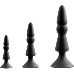  Набор из черных анальных силиконовых втулок MENZSTUFF 3-PIECE ANAL CONE SET 