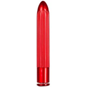  Красный классический вибратор с ребрышками METALLIX BELICOSO RIBBED VIBRATOR 11,5 см 