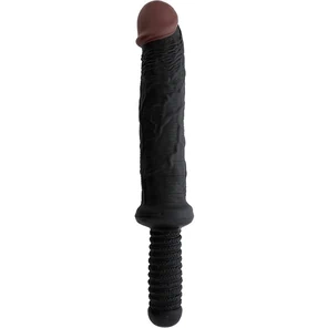  Чёрный фаллоимитатор-гигант с рукоятью BIGSTUFF DONG WITH HANDLE 10INCH 25 см 