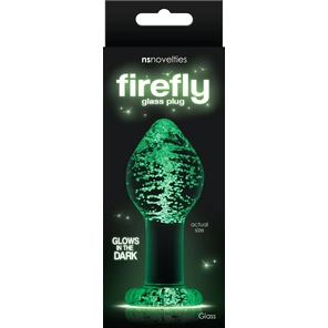  Прозрачная, светящаяся в темноте анальная пробка Glass Plug Large 9,7 см 