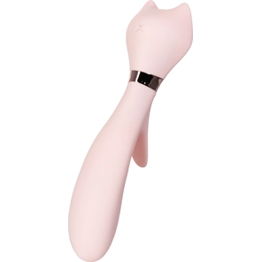  Нежно-розовый вибратор с клиторальным стимулятором Sinjoys CAT Vivi 21,7 см 