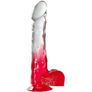  Красный фаллоимитатор с прозрачной верхней частью JELLY JOY FADE OUT DONG 8INCH 20,3 см 
