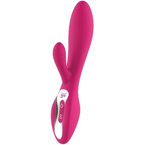  Розовый вибратор с клиторальным отростком HONEY BUNNY 