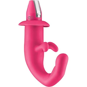  Розовый вибромассажер с клиторальным стимулятором FINGER C VIBRATOR 