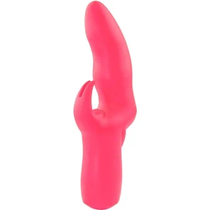  Розовый вибратор со стимулятором клитора MATES FANTASY RECHARGE VIBRATOR 17 см 