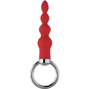  Красная анальная цепочка с колечком BUTT O 3INCH BUTT PLUG 