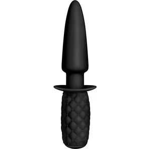  Черная анальная пробка с ручкой PUNISHMENT THORN SILICONE BUTT PLUG 