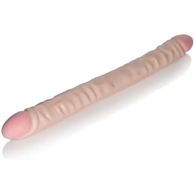 Двухголовый рельефный фаллоимитатор Veined Double Dongs 18 - 45 см - IvoryDuo. Фотография 3.