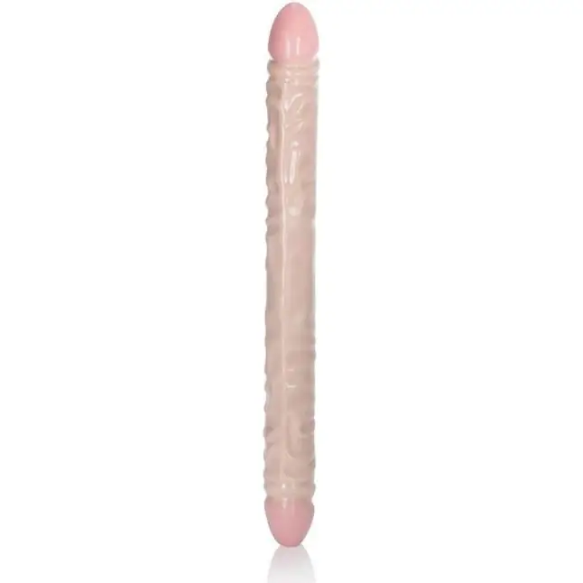 Двухголовый рельефный фаллоимитатор Veined Double Dongs 18 - 45 см - IvoryDuo