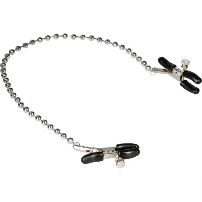 Цепь с зажимами для сосков Silver Beaded Nipple Clamps - Nipple Play. Фотография 2.