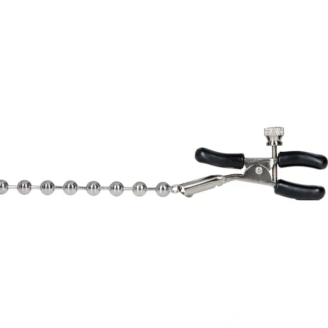 Цепь с зажимами для сосков Silver Beaded Nipple Clamps - Nipple Play. Фотография 3.