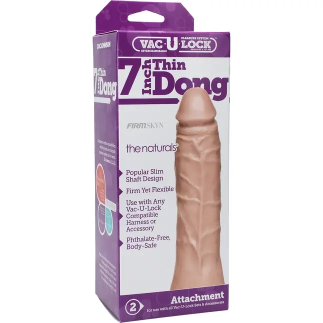 Телесная насадка-реалистик для трусиков Vac-U-Lock The Naturals Thin Dong - 19,1 см - Vac-U-Lock. Фотография 2.
