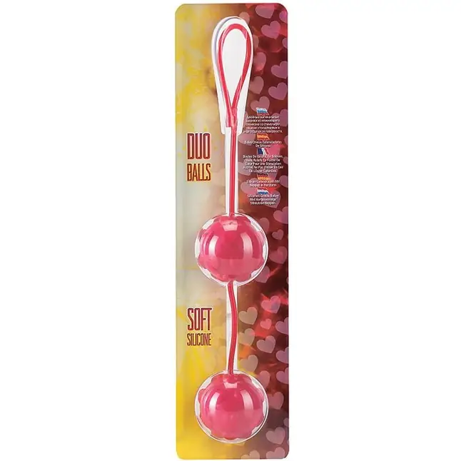 Красные вагинальные шарики с сердечками DUO BALLS
