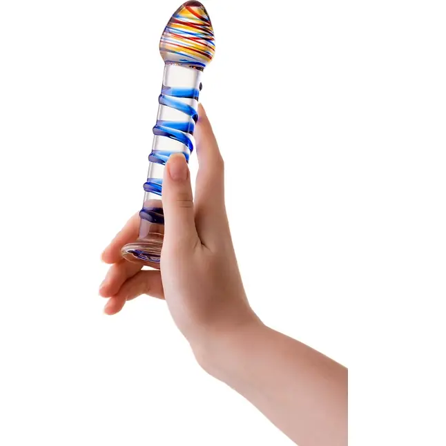 Прозрачный фаллос из стекла со спиралью - 18 см - Sexus Glass. Фотография 2.