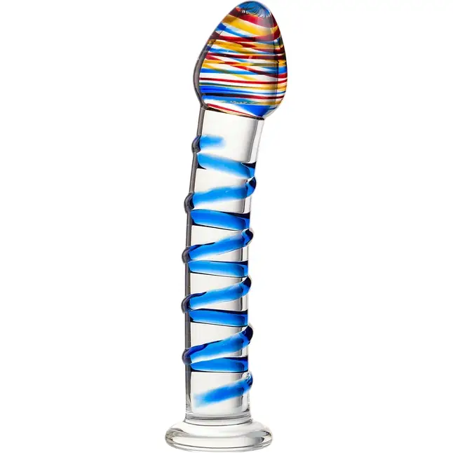 Прозрачный фаллос из стекла со спиралью - 18 см - Sexus Glass