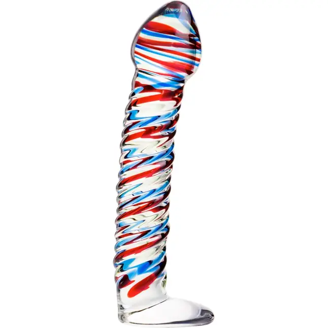 Стеклянный фаллос с разноцветными спиралями - 16,5 см - Sexus Glass