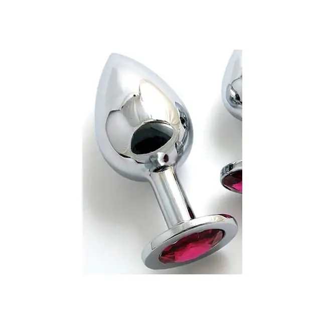 Анальная пробка BUTT PLUG Large с рубиновым кристаллом - 9,5 см. Фотография 2.