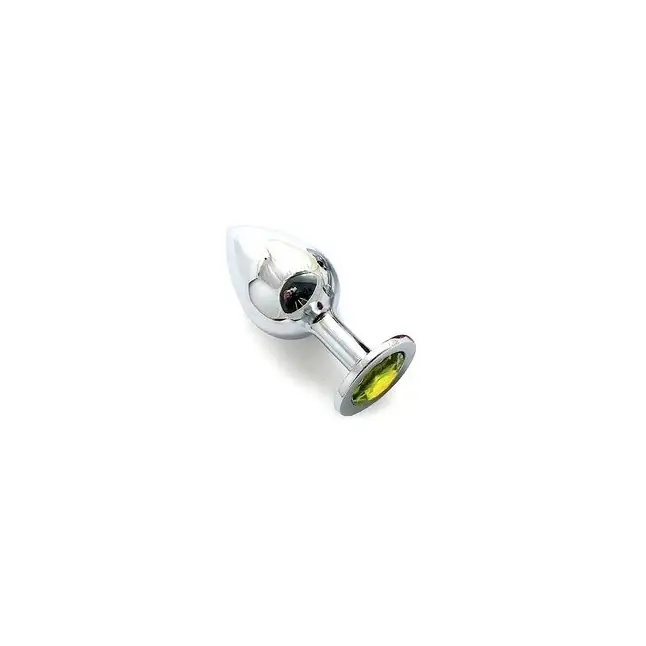 Анальная пробка BUTT PLUG Large с желтым кристаллом - 9,5 см
