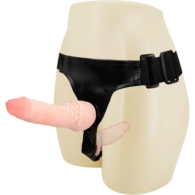 Поясной фаллос на трусиках с вагинальной пробкой Female Harness Ultra - 16,5 см. Фотография 2.