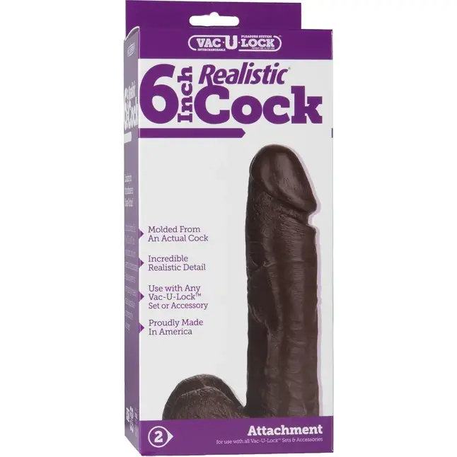 Реалистичная насадка Vac-U-Lock 6 Realistic Black - 17,3 см - Vac-U-Lock. Фотография 6.
