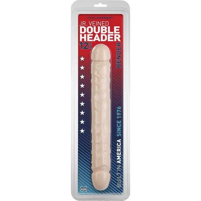 Двухголовый фаллос телесного цвета Jr. Veined Double Header 12 Bender - 29,5 см - The Classics. Фотография 3.
