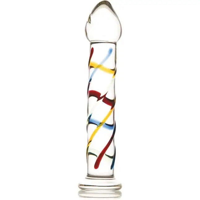 Стеклянный фаллос с опоясывающими спиралями - 18 см - Sexus Glass