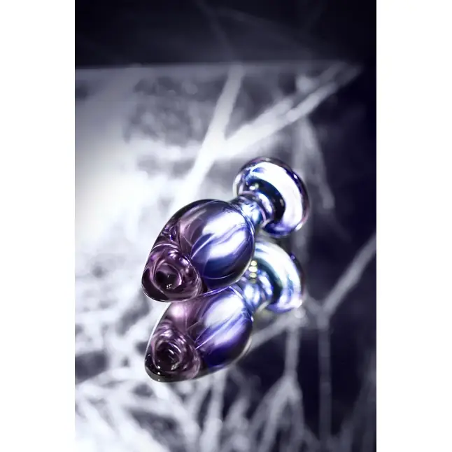 Фиолетовая стеклянная анальная пробка - 10 см - Sexus Glass. Фотография 5.