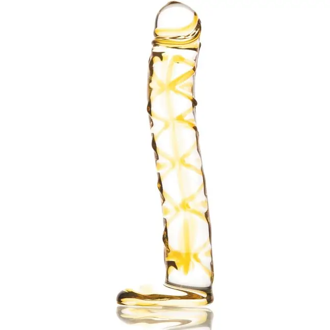 Изогнутый фаллос на подставке - 17 см - Sexus Glass