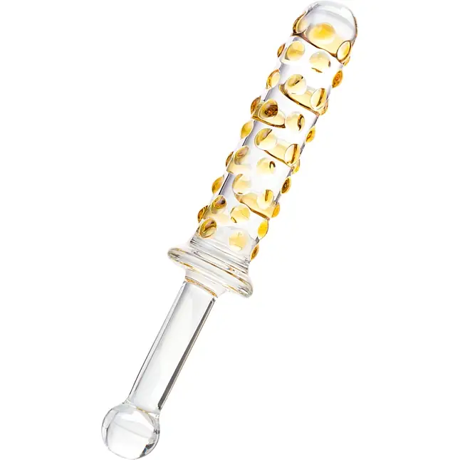 Стеклянный анальный фаллос с выпуклыми точками - 24 см - Sexus Glass