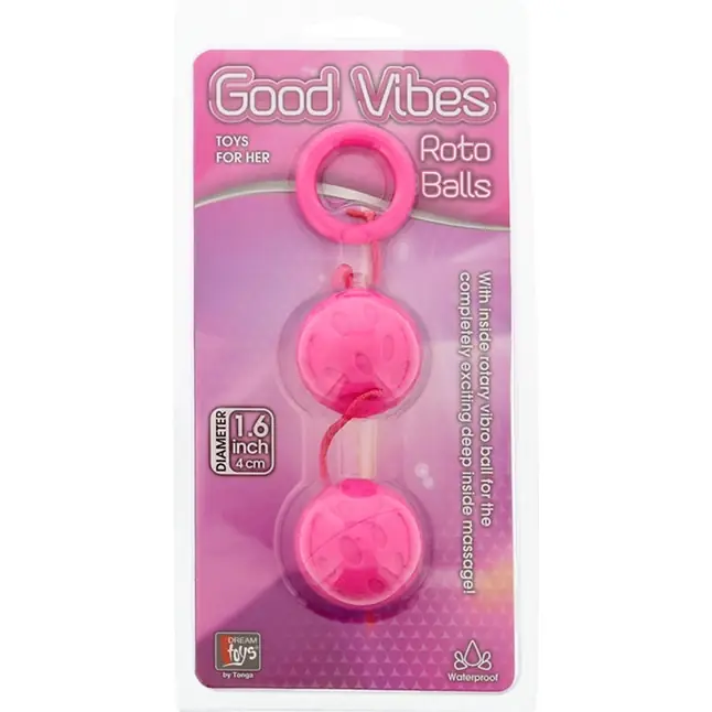 Розовые вагинальные шарики с рельефом GOOD VIBES ROTO BALLS - Good Vibes. Фотография 2.