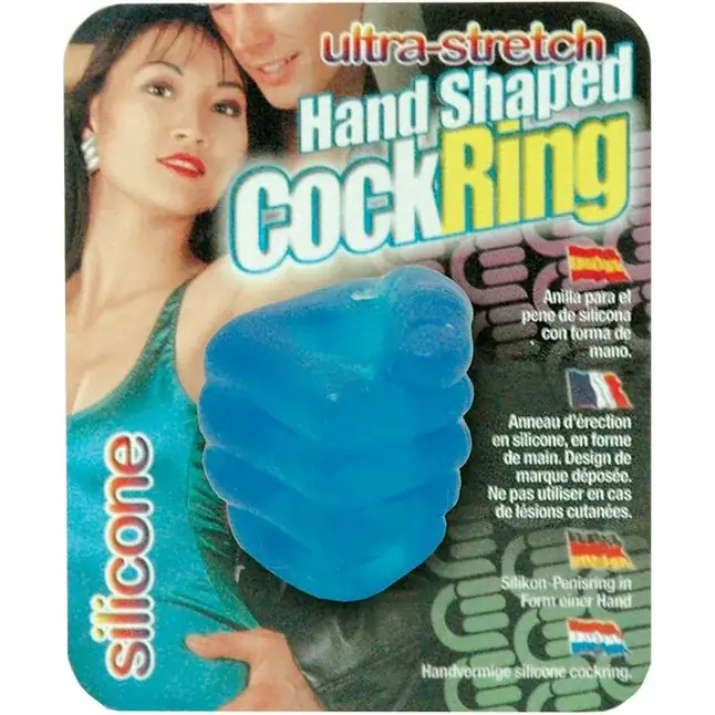 Голубое эрекционное кольцо в виде кулачка HAND SHAPED SILICON RING. Фотография 2.
