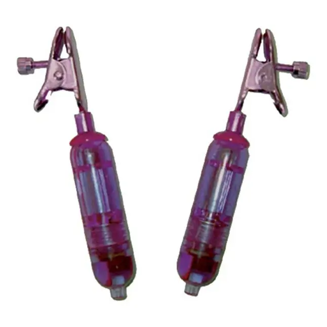 Фиолетовые виброклипсы для груди VIBRATING NIPPLE CLAMPS
