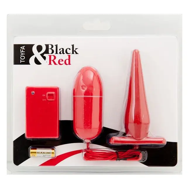 Красный вибронабор с пультом дистанционного управления - Black Red. Фотография 2.