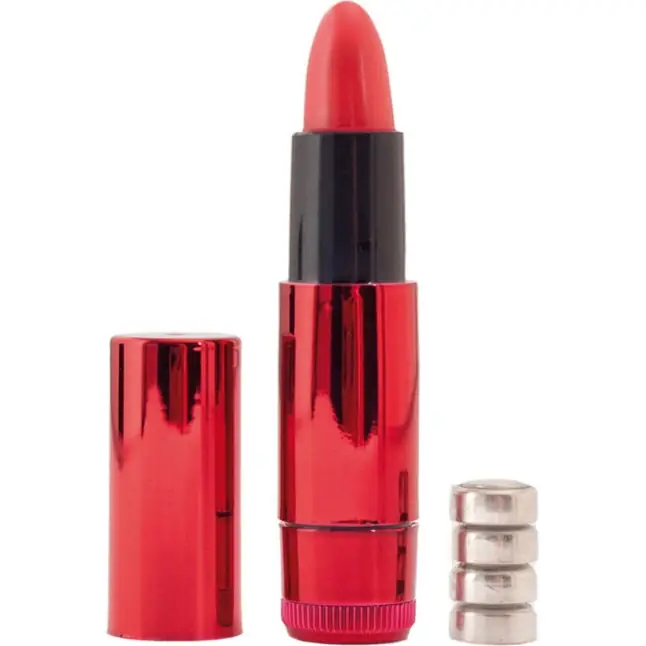 Красный вибратор в виде помады - 9 см - Black Red. Фотография 2.