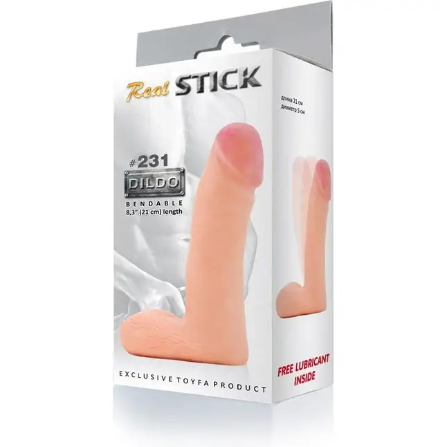 Изгибаемый дилдо RealStick #231 - 21 см - RealStick. Фотография 2.