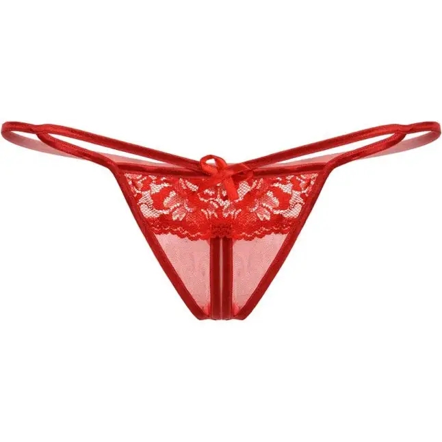 Ажурные трусики-стринг с разрезом - Pants Thongs. Фотография 3.