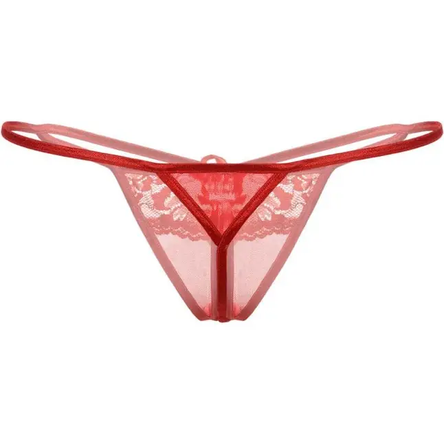 Ажурные трусики-стринг с разрезом - Pants Thongs. Фотография 4.