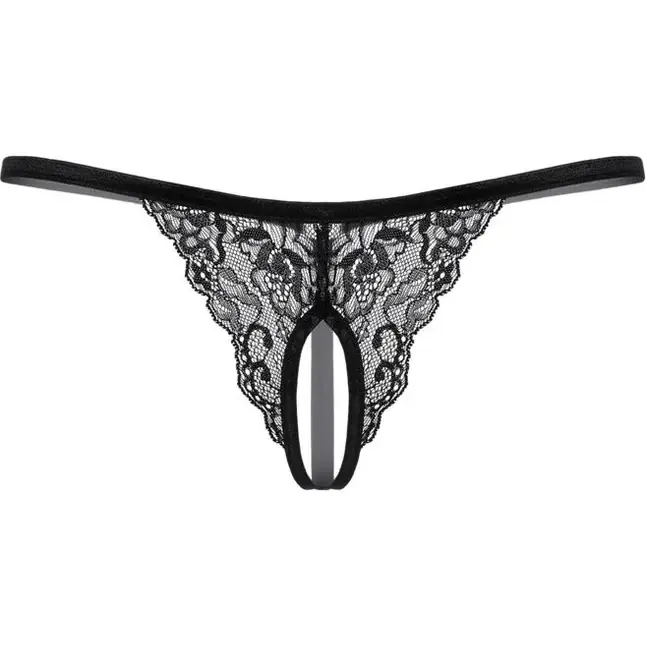 Кружевные трусики-стринг с разрезиком - Pants Thongs. Фотография 5.