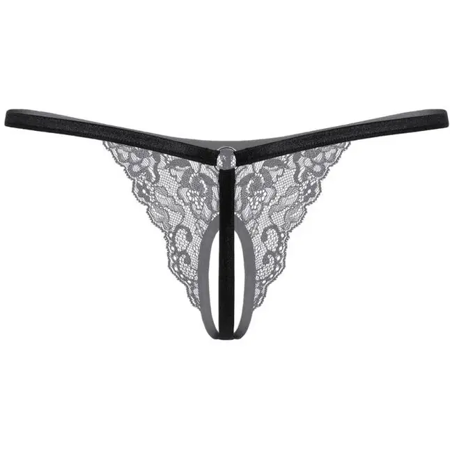Кружевные трусики-стринг с разрезиком - Pants Thongs. Фотография 6.