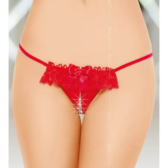 Прозрачные трусики с разрезом и бантиком - Pants Thongs