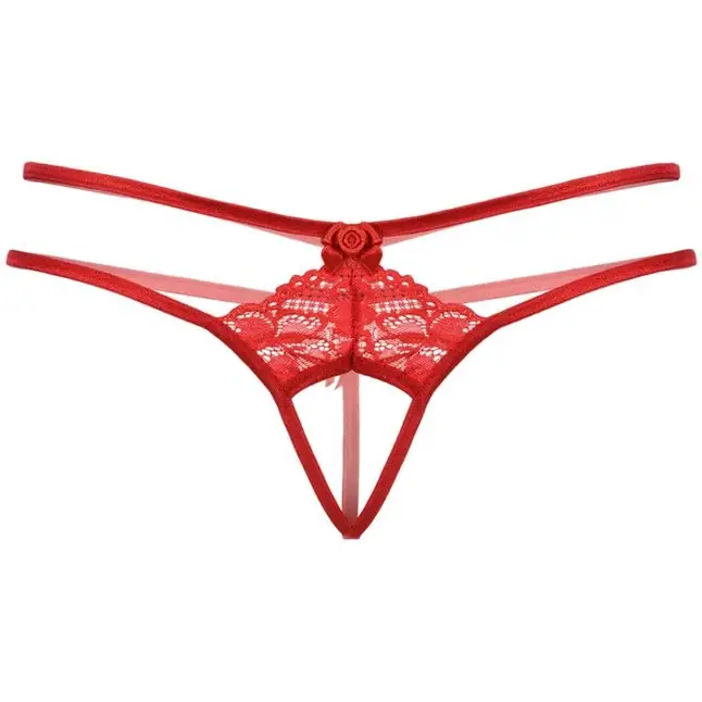 Женские трусики с кружевным рисунком и прорезью - Pants Thongs. Фотография 4.
