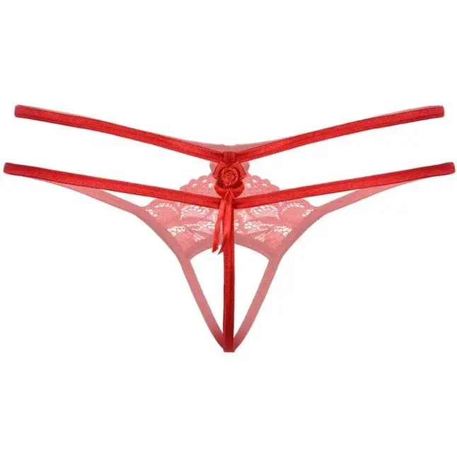 Женские трусики с кружевным рисунком и прорезью - Pants Thongs. Фотография 5.